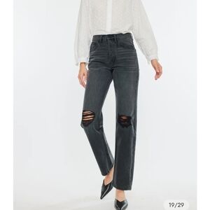 Kan Can Black Distressed High Waisted Jeans Size 7